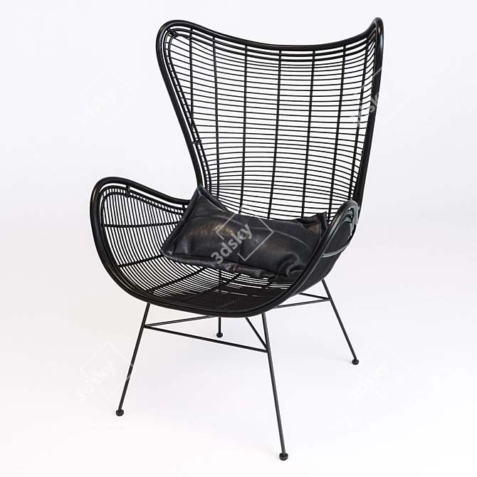 Rustic Rattan Egg Chair 3D model image 1