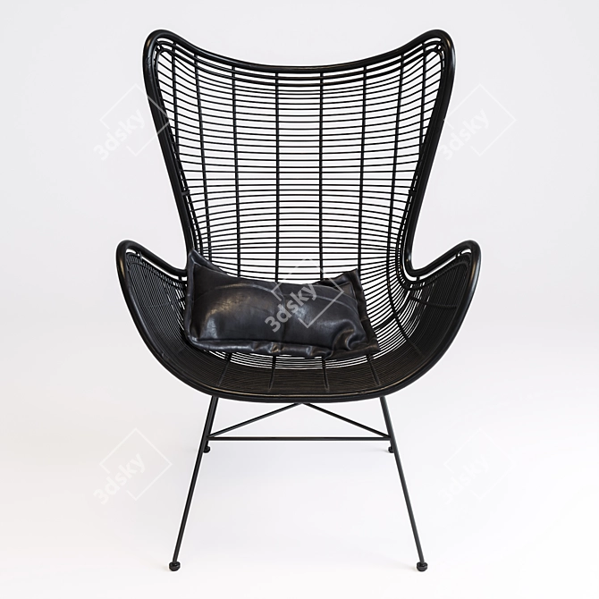 Rustic Rattan Egg Chair 3D model image 2