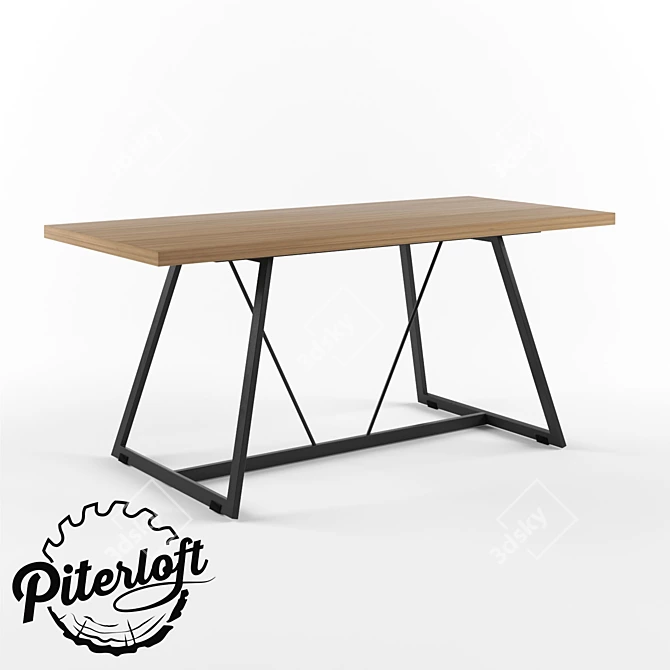 Industrial Chic Dining Table 3D model image 1