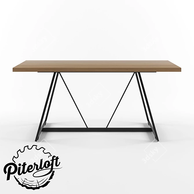 Industrial Chic Dining Table 3D model image 2