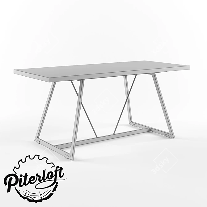 Industrial Chic Dining Table 3D model image 3