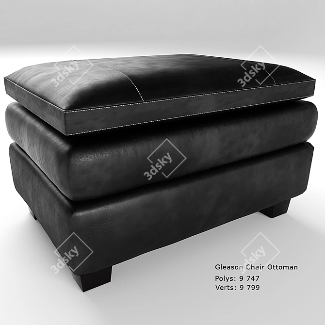 Gleason Wood Ottoman: Bold Charcoal Design 3D model image 1