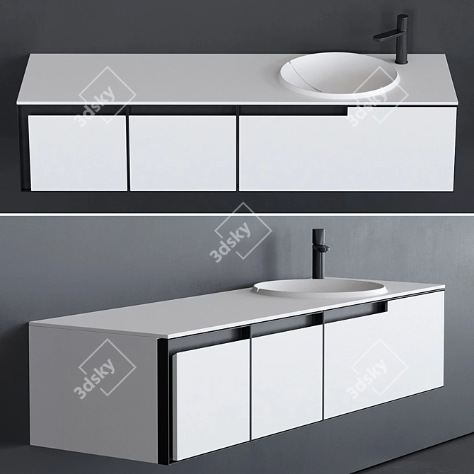 Breccia: Flumood® Washbasin with Integrated Countertop 3D model image 1