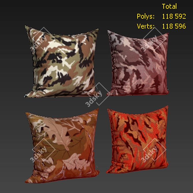 Camouflage Cotton Decorative Pillow Set 3D model image 2