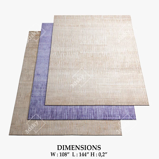 Jan Kath Rekja Rugs: Beige & Purple | Unique Design 3D model image 1