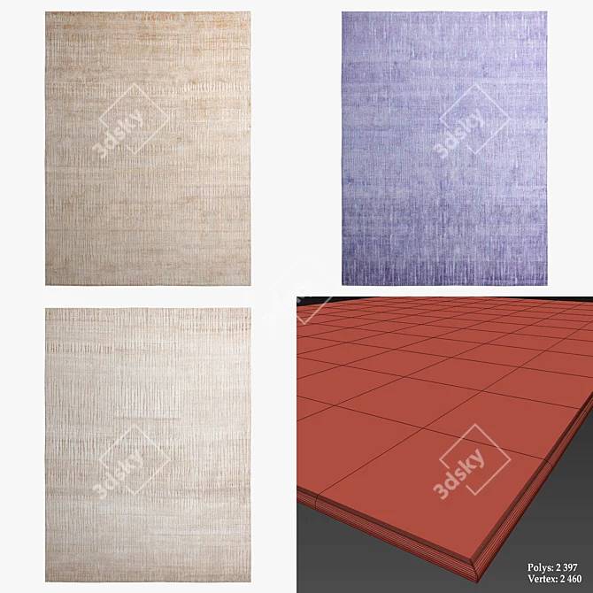 Jan Kath Rekja Rugs: Beige & Purple | Unique Design 3D model image 2