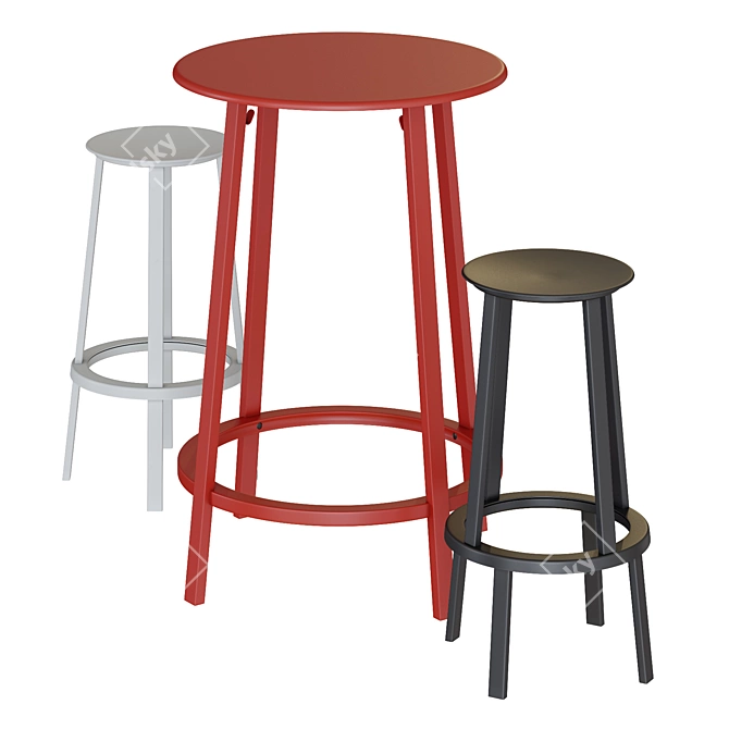 Sleek Revolving Chair & Table 3D model image 2