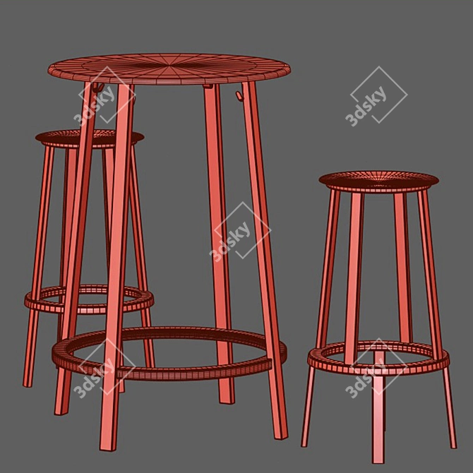 Sleek Revolving Chair & Table 3D model image 3