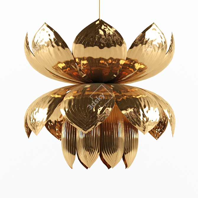 Brass Lotus Pendant: Elegant 40D x 40H cm 3D model image 1