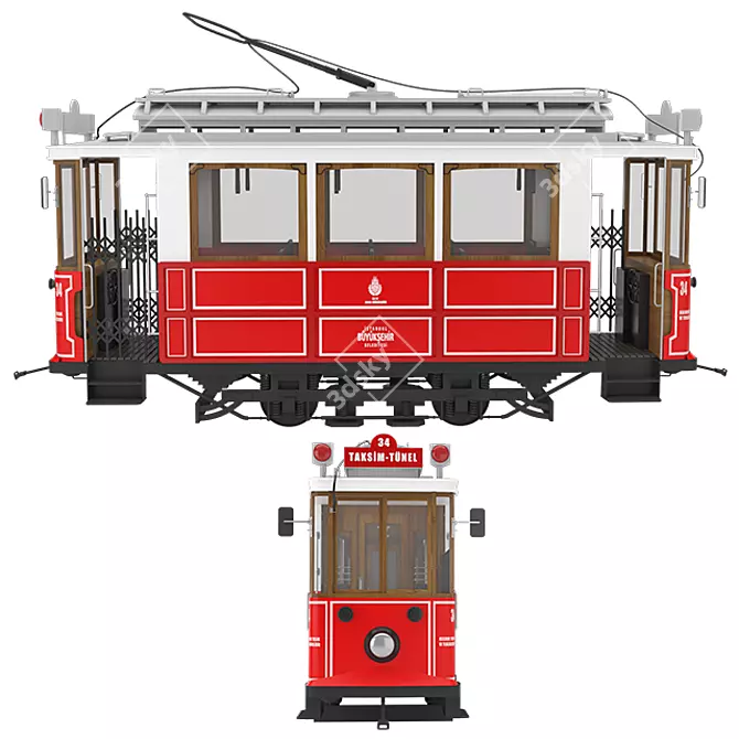 Retro Ride: Taksim Nostalgic Trem 3D model image 2