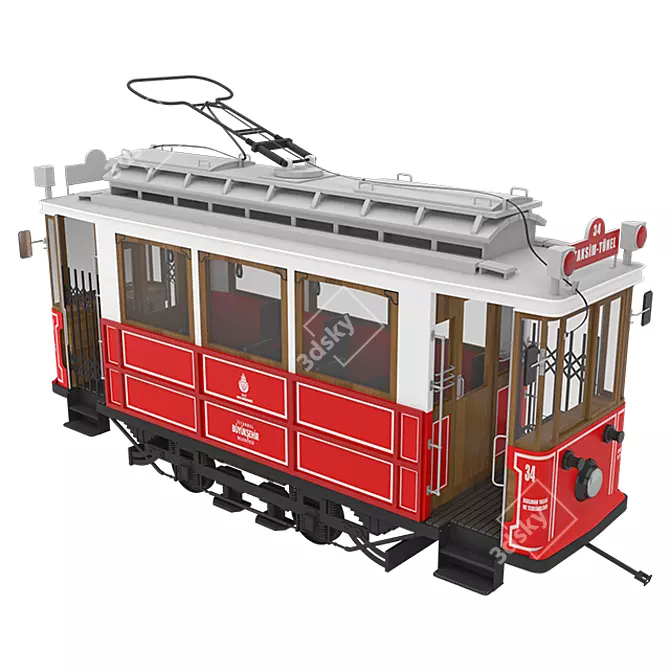 Retro Ride: Taksim Nostalgic Trem 3D model image 3