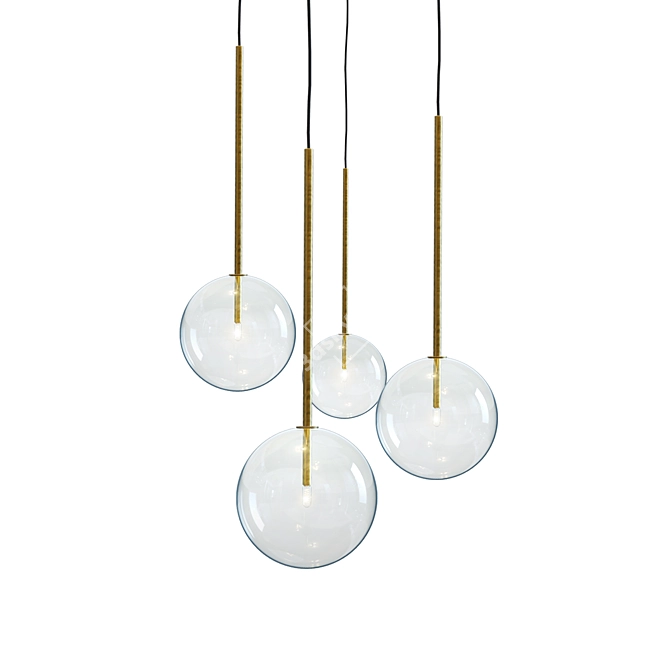 Hand Burnished Brass Pendant Light 3D model image 1