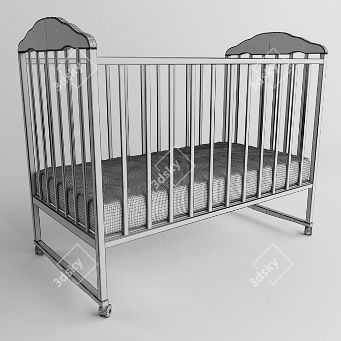 Compact Birch Cot | 72x125x105 cm 3D model image 3