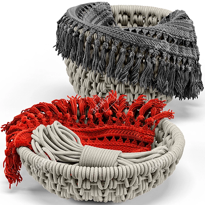 Sycamore Basket Set: Stylish Storage Solution 3D model image 1