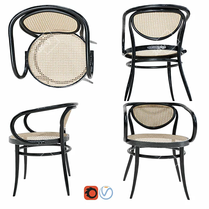 Stylish Thonet Chair Collection 3D model image 1