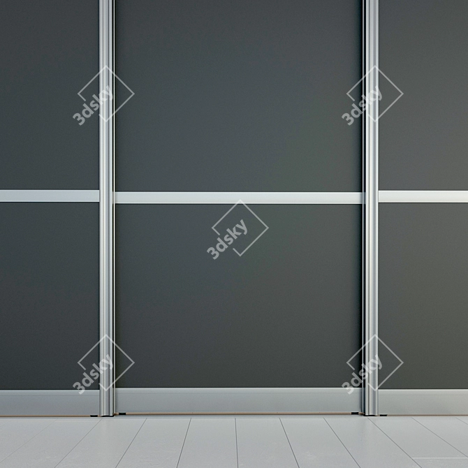 Minimalist Sliding Door - Customizable Closet Partition 3D model image 2