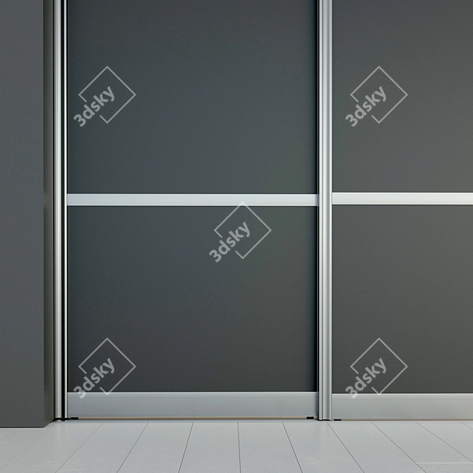 Minimalist Sliding Door - Customizable Closet Partition 3D model image 3