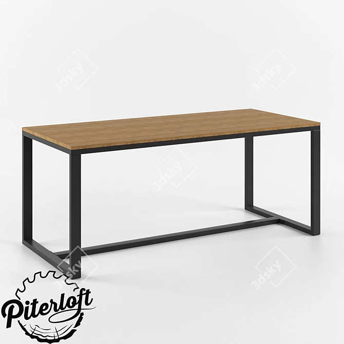 Industrial Loft Dining Table 3D model image 1
