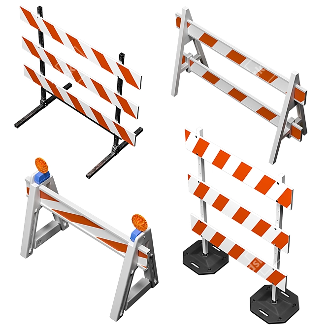 Safety Zone Traffic Barricade Set 3D model image 2