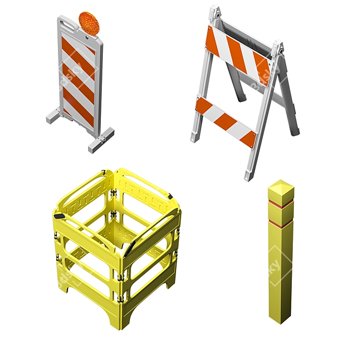 Safety Zone Traffic Barricade Set 3D model image 3