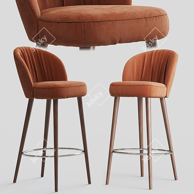 Montbel Rose Stool - Elegant and Functional 3D model image 1