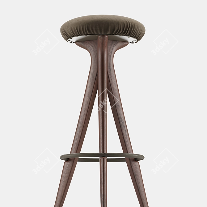 Mid-Century Modern Bar Stools Pair 3D model image 2