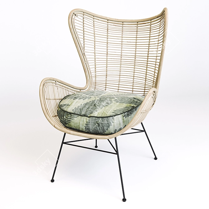 Natural Rattan Garden Egg Chair 3D model image 1