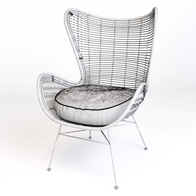 Natural Rattan Garden Egg Chair 3D model image 3