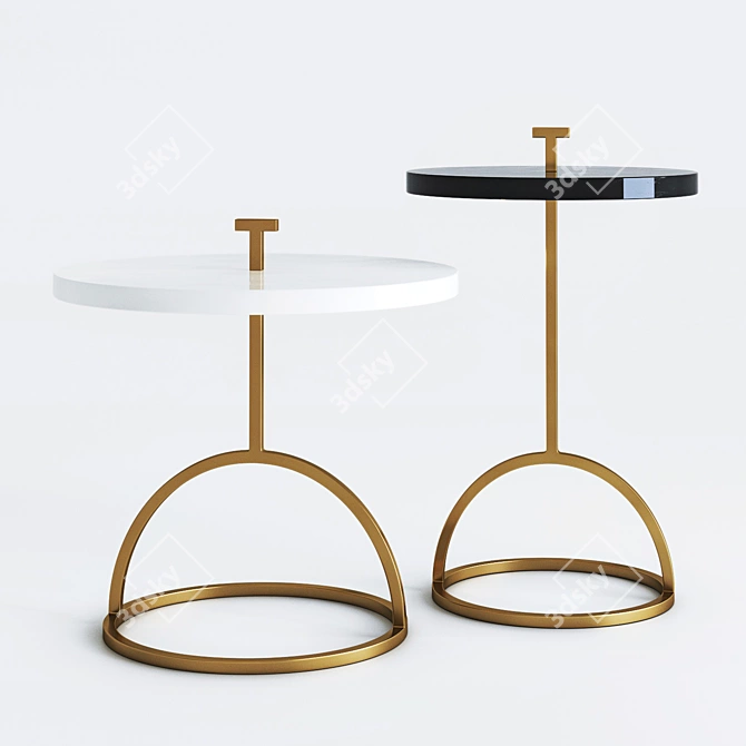 Brass Leg Round Tables 3D model image 1