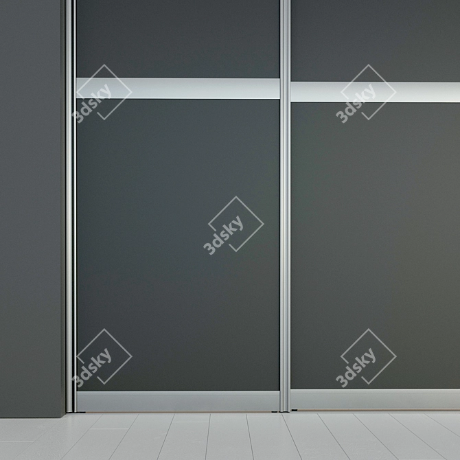 Minimalist Sliding Door Wardrobe 3D model image 2