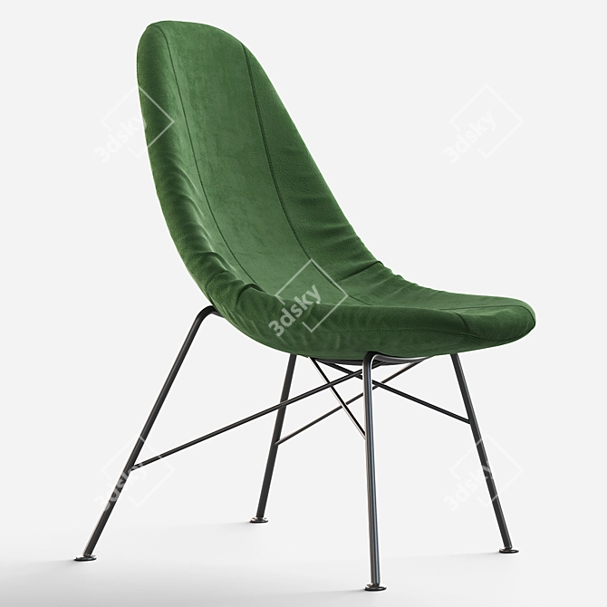 Miroslav Navratil Mid-Century High Back Chair 3D model image 1