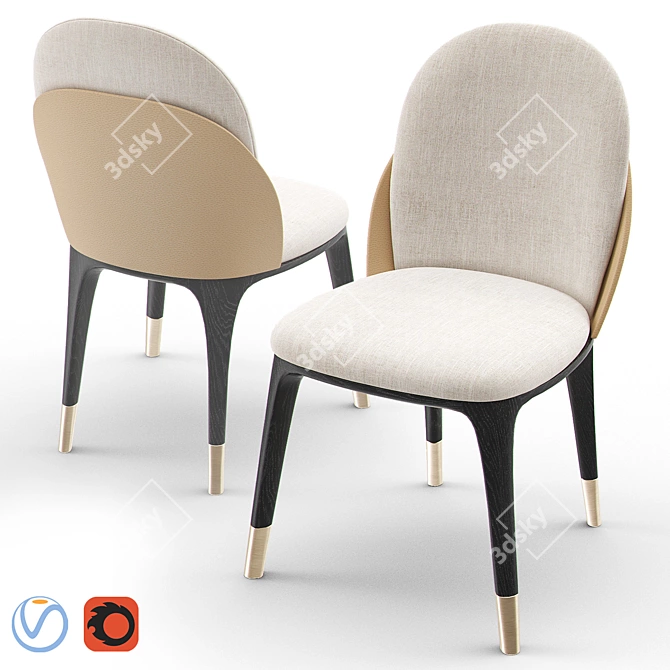 Modern Dark Oak Chair 001 3D model image 2