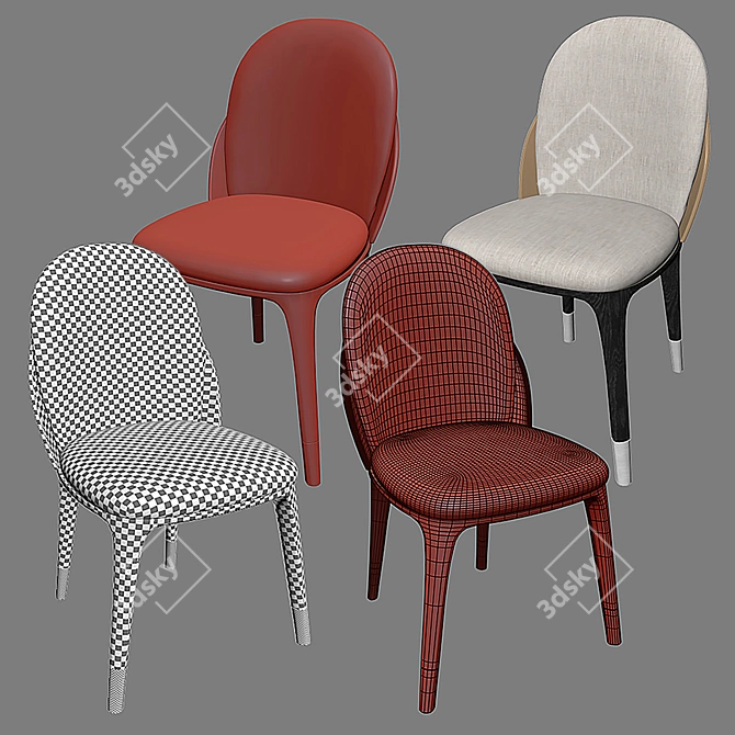 Modern Dark Oak Chair 001 3D model image 3