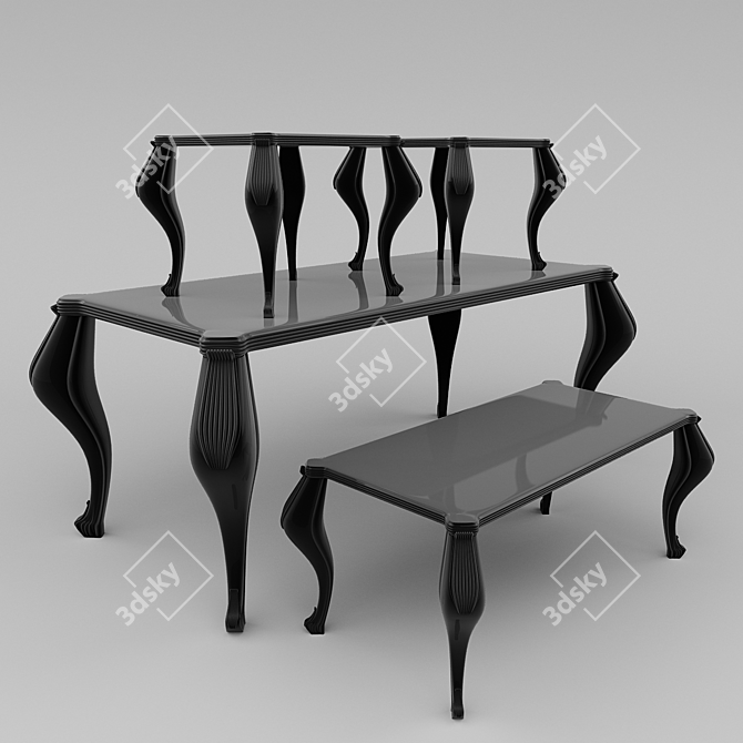 Modern Table Set 3D model image 1