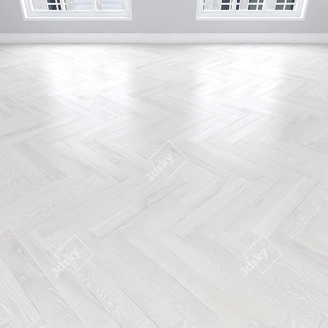 White Oak Parquet: Herringbone, Linear, Chevron 3D model image 2