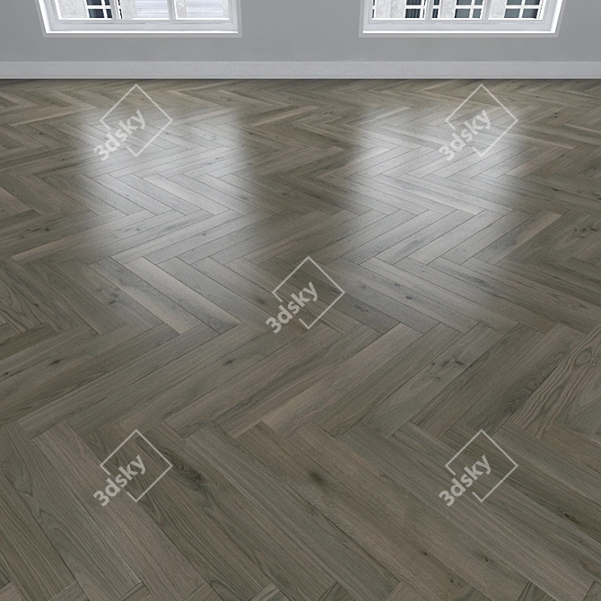 Oak Parquet Flooring: Herringbone, Linear, Chevron 3D model image 2