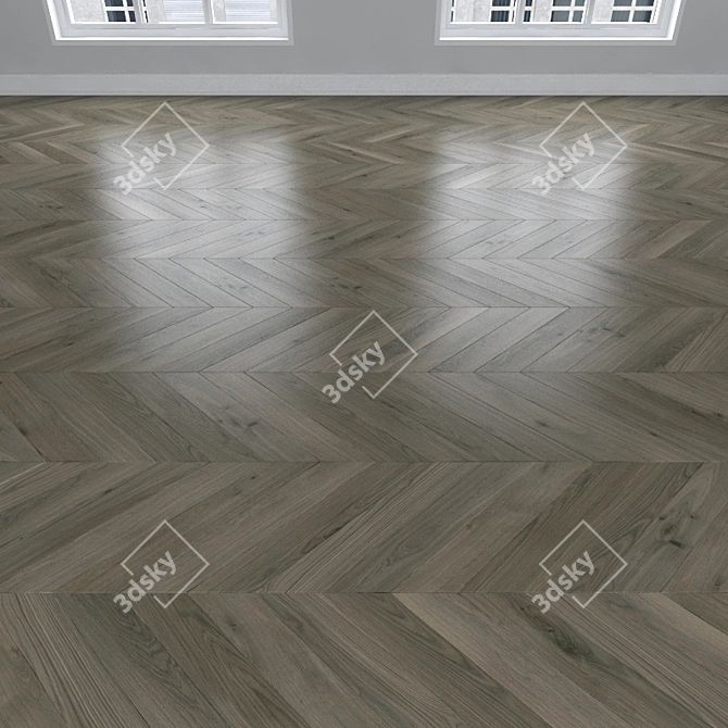 Oak Parquet Flooring: Herringbone, Linear, Chevron 3D model image 3