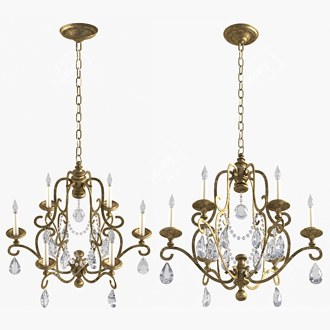 Elegant Piedmont Chandelier: Chapman Visual Comfort 3D model image 2