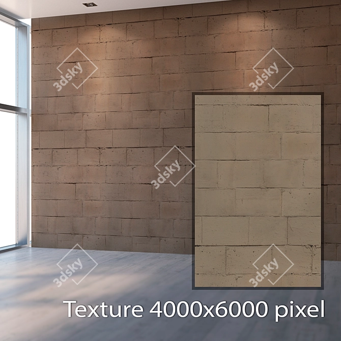 Seamless Concrete Block Texture 3D model image 2