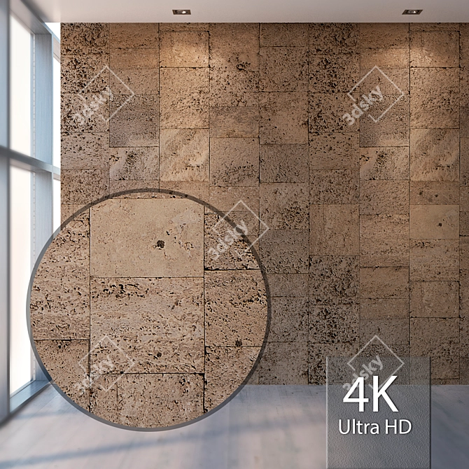 Seamless Travertine Texture 3D model image 1