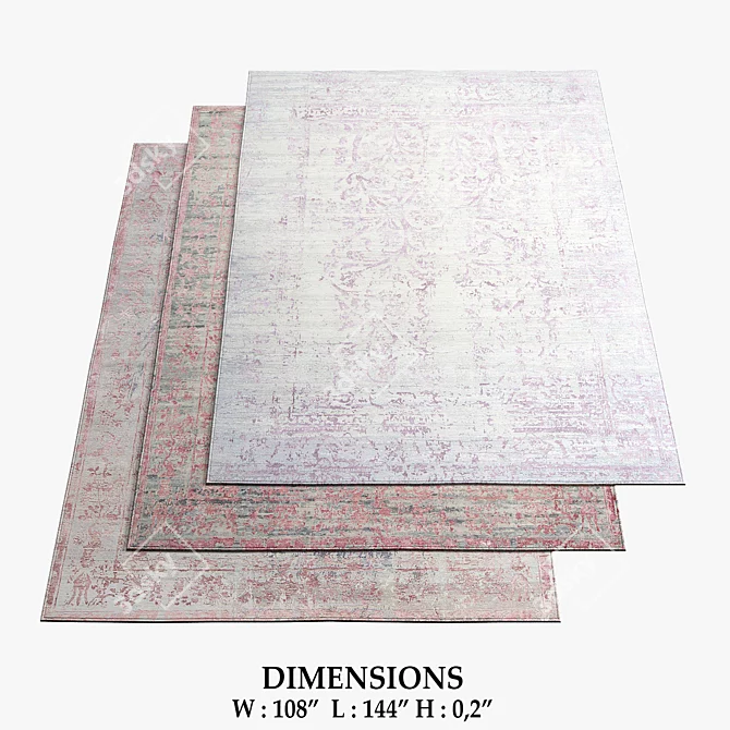 Immersive Aquarel Purple Rugs: Vibrant and Luxurious 3D model image 1