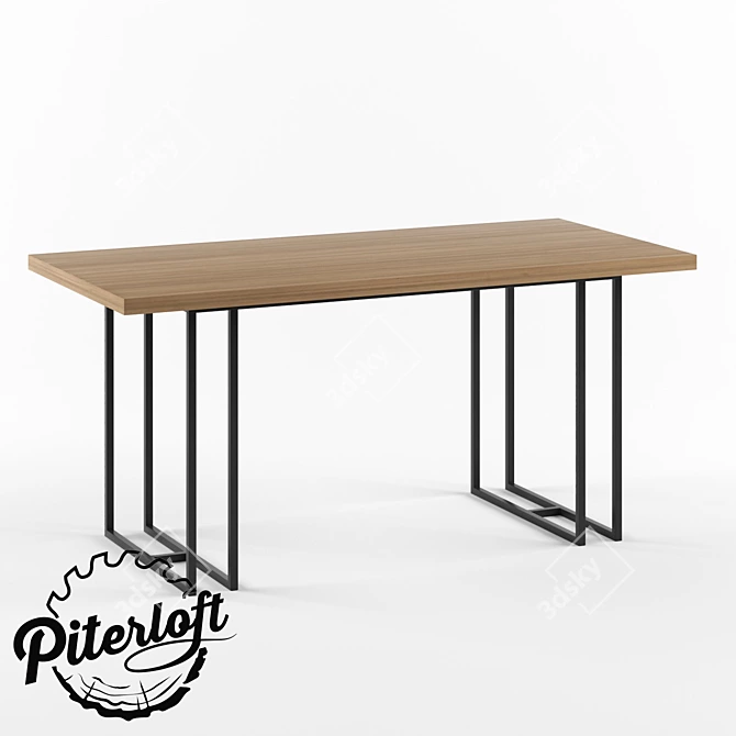 Industrial Chic Table "Miller 3D model image 1
