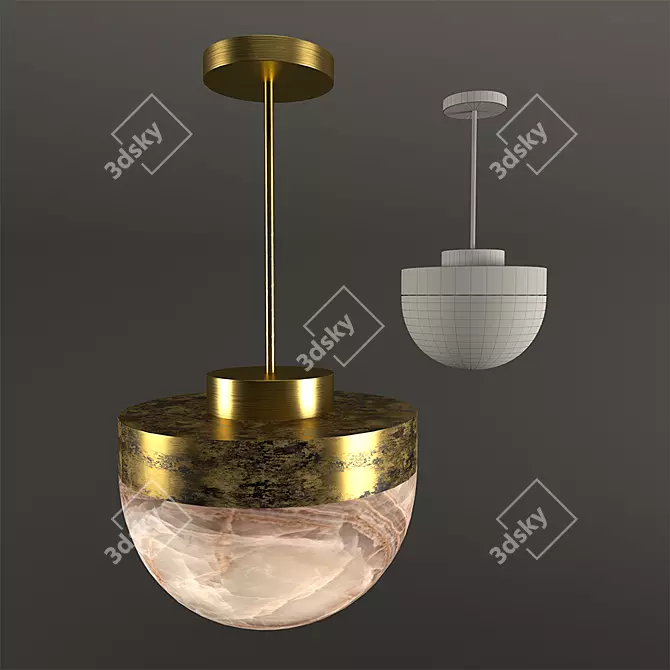 Lucid 300 Pendant: Captivating Alabaster & Brass 3D model image 1