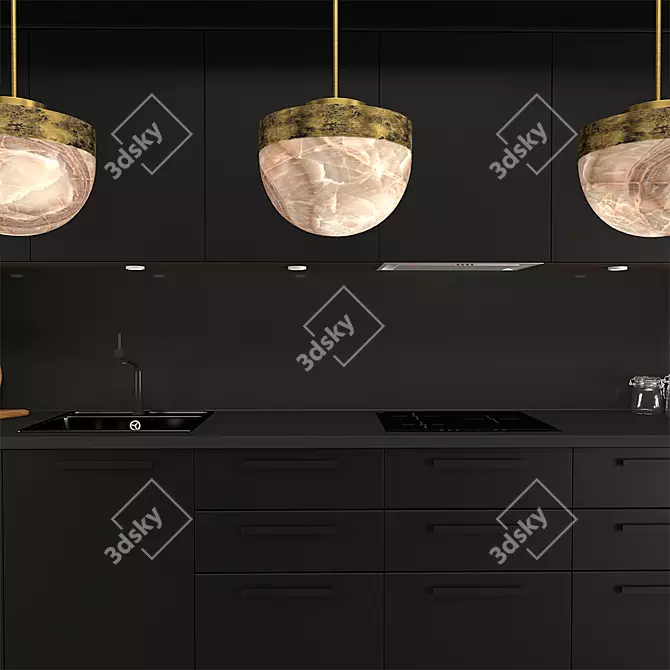 Lucid 300 Pendant: Captivating Alabaster & Brass 3D model image 2