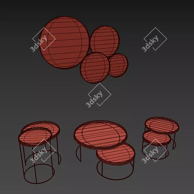 Notre Monde Tray Table Set 3D model image 3