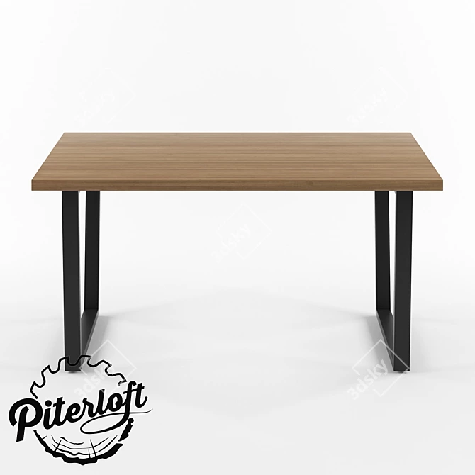 Title: Rustic Loft Dining Table 3D model image 2