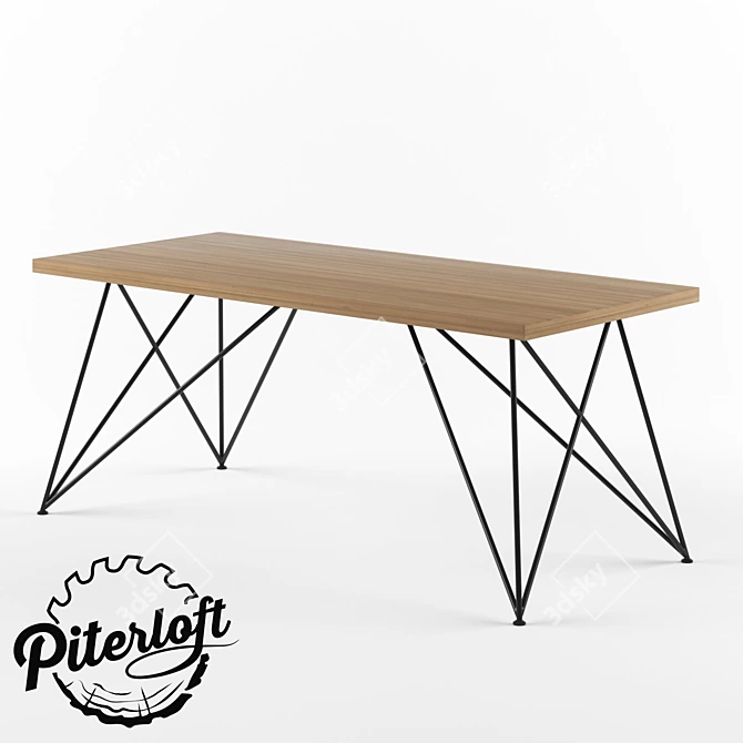 Industrial Loft Dining Table 3D model image 1