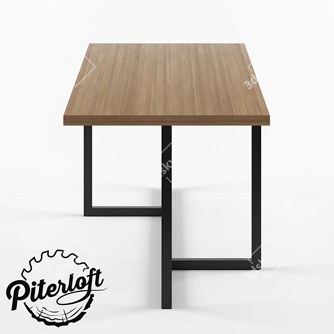 Industrial Loft Dining Table 3D model image 2