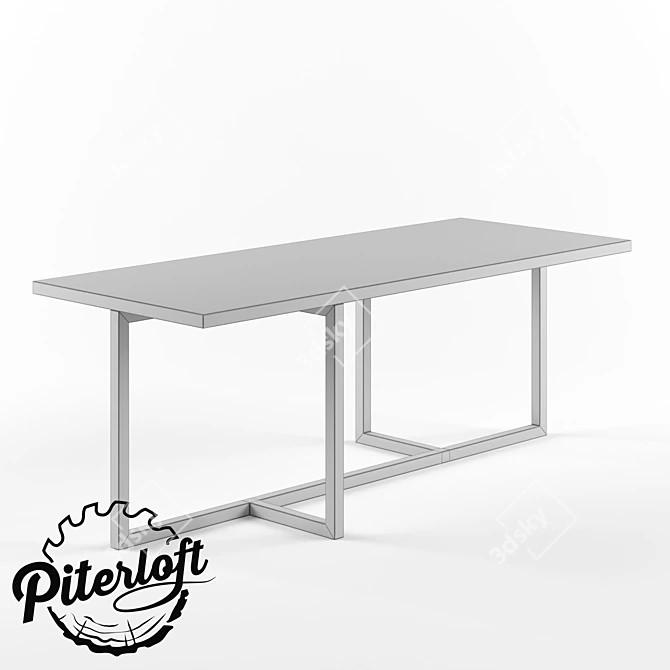 Industrial Loft Dining Table 3D model image 3