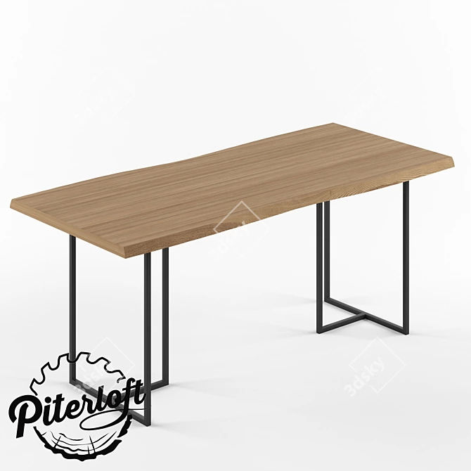 Urban Rustic Loft Table "Greenwood 3D model image 1
